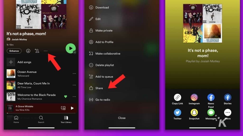 how to share spotify playlists through the app