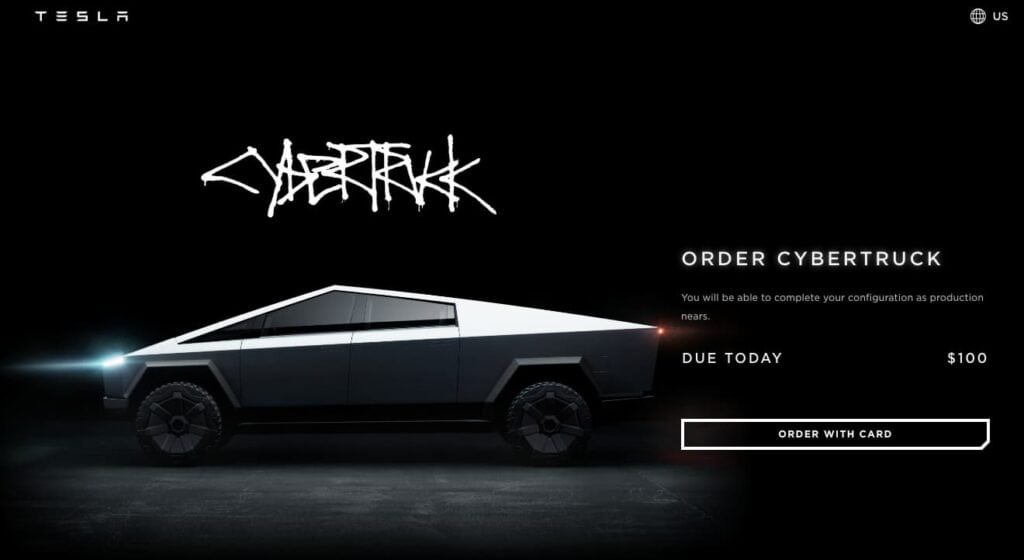 Tesla cybertruck order page