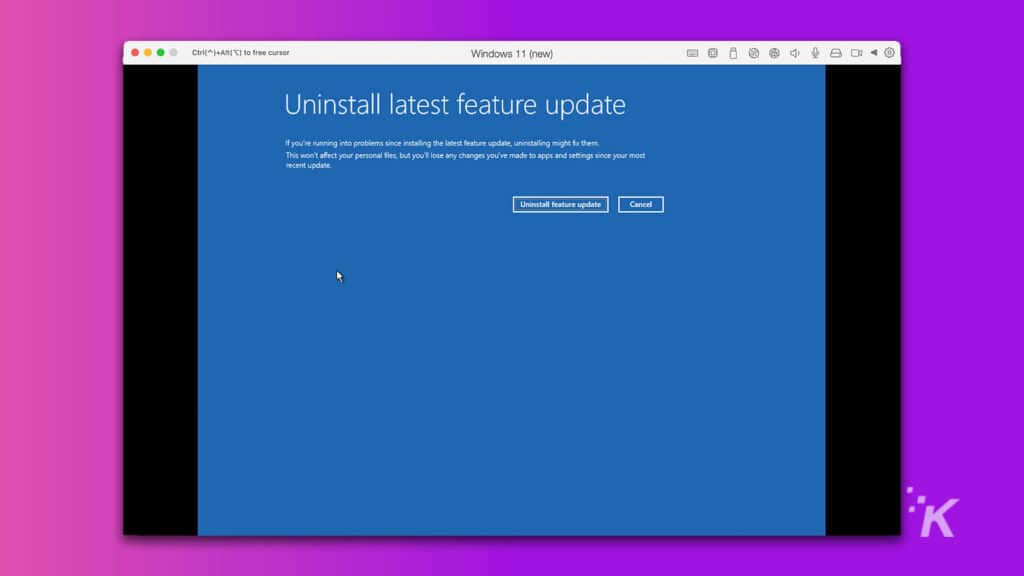 uninstall windows 11 update with recovery environment