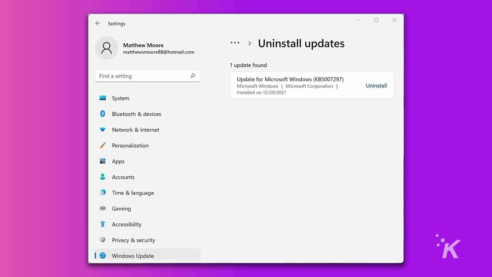 how to uninstall updates