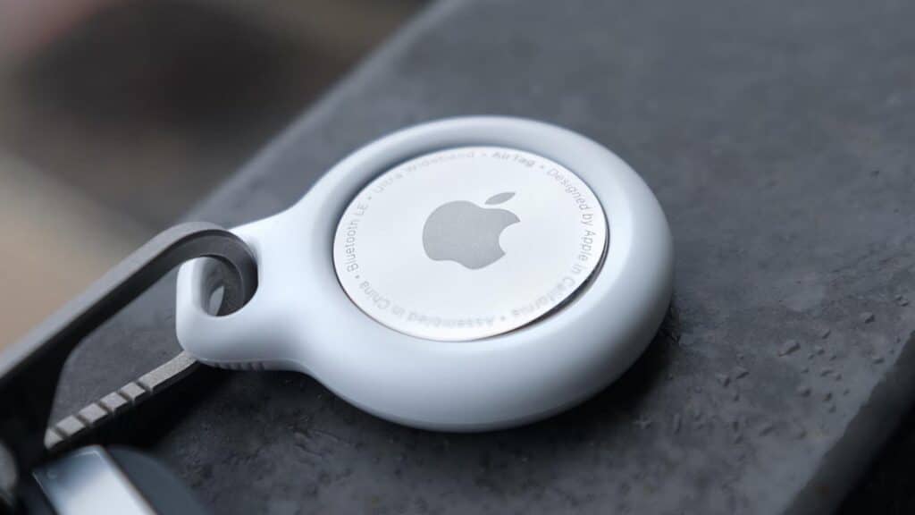 an apple airtag on a keychain