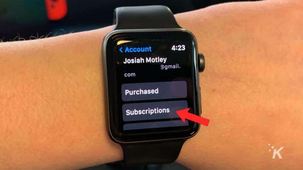 subscription section on ios