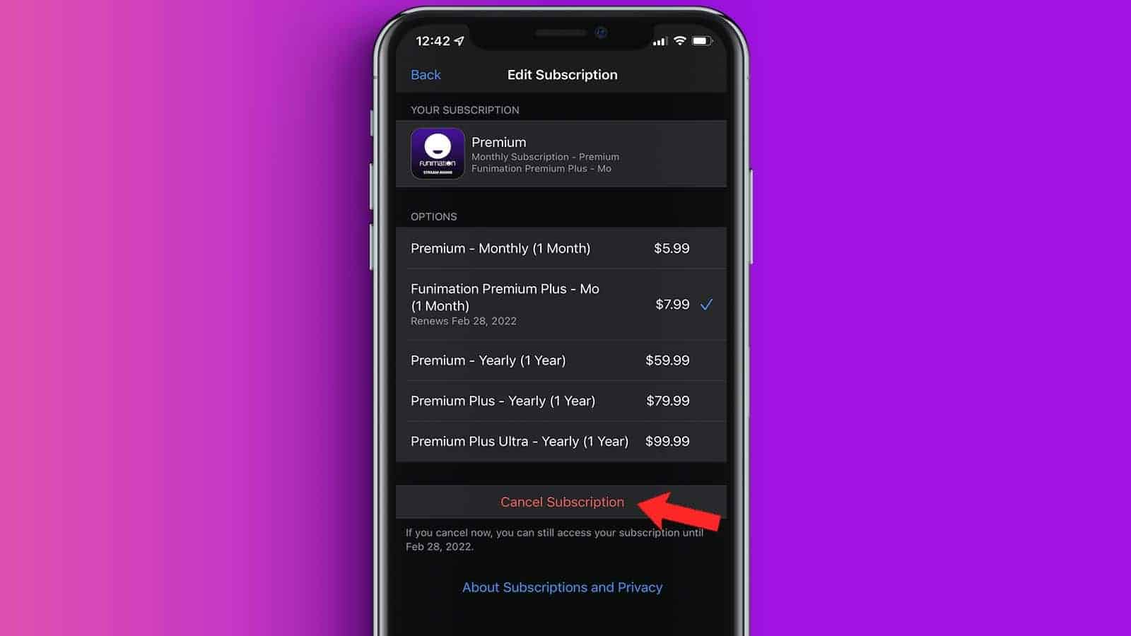 cancel a subscription on iphone