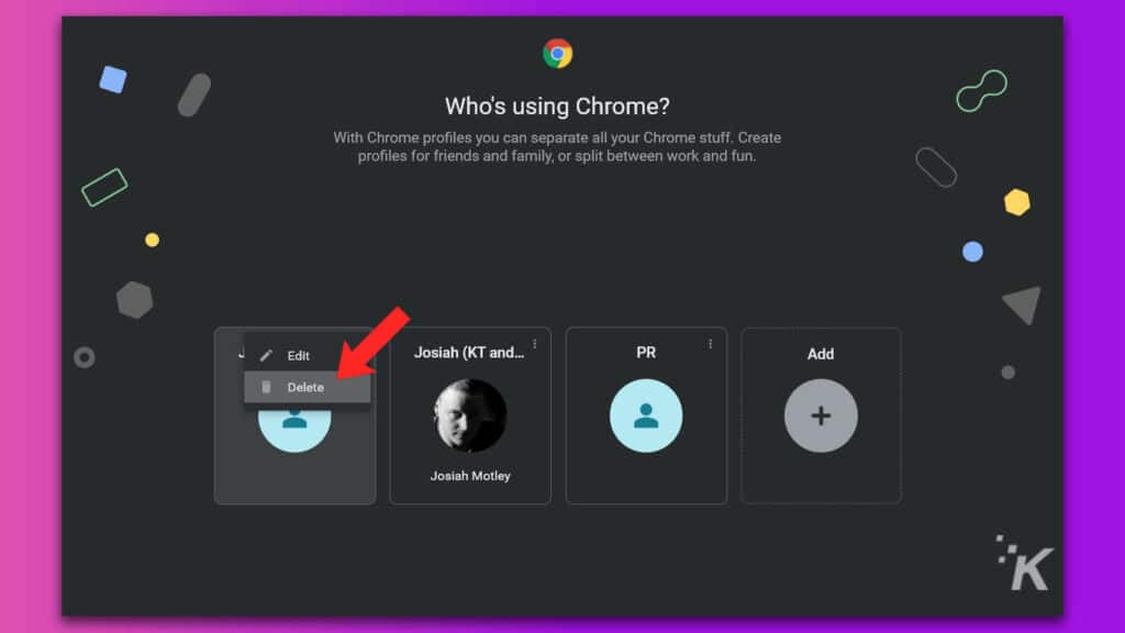 delete google chrome profiles