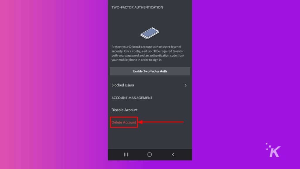 discord delete account mobile