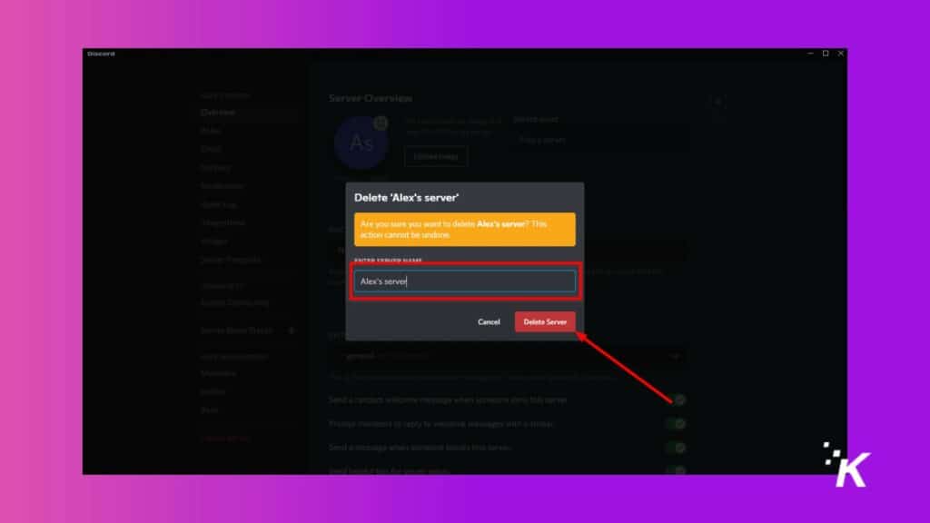 discord delete server