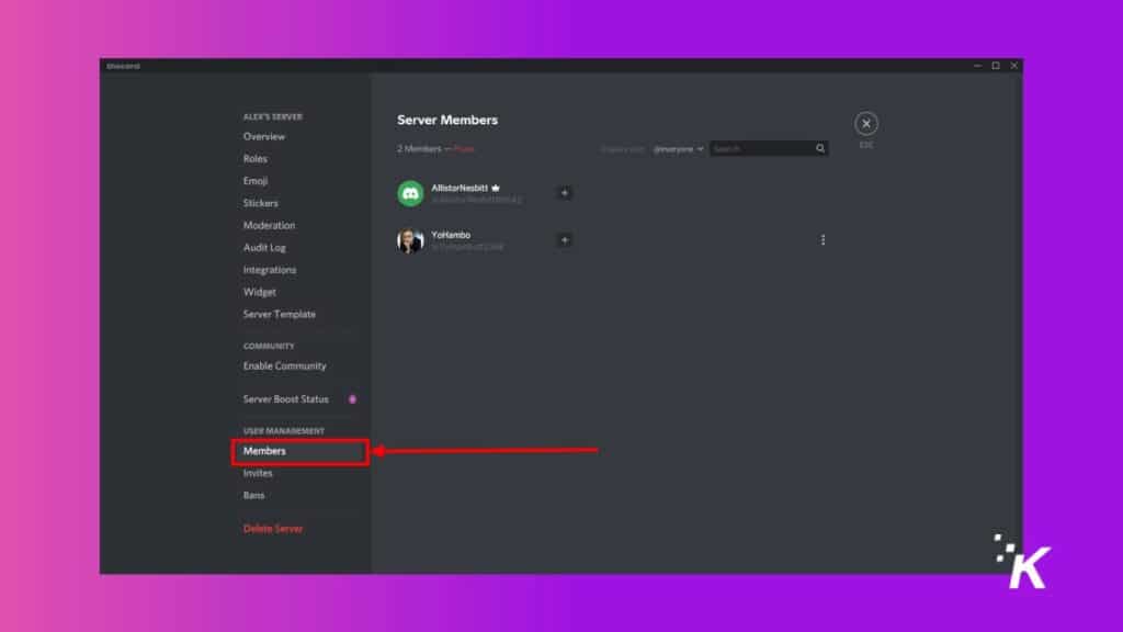 discord server settings members