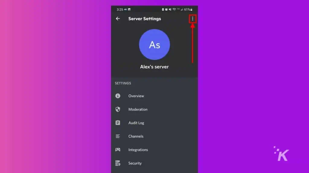 discord server settings mobile