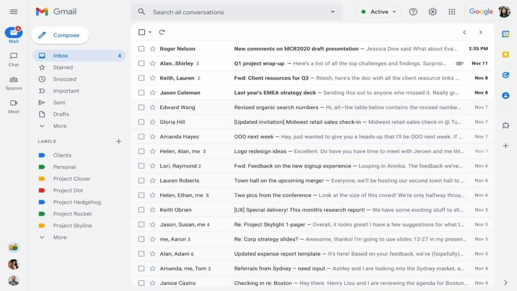 gmail ui refresh 2022