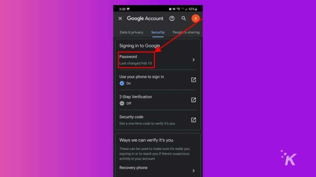 how to change your password on mobile app