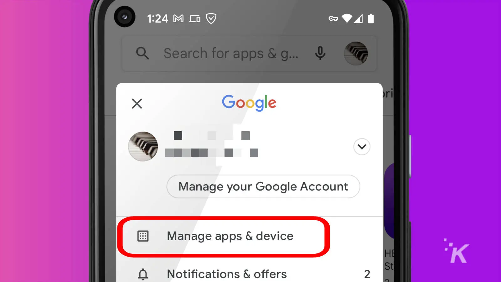 google play store manage apps and device