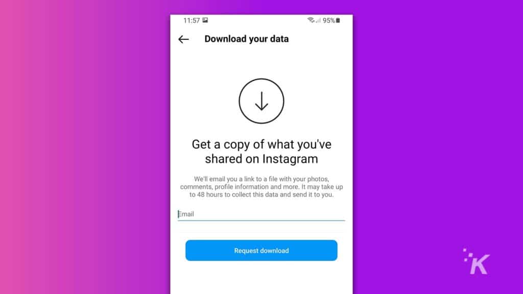 how to download instagram data on mobile