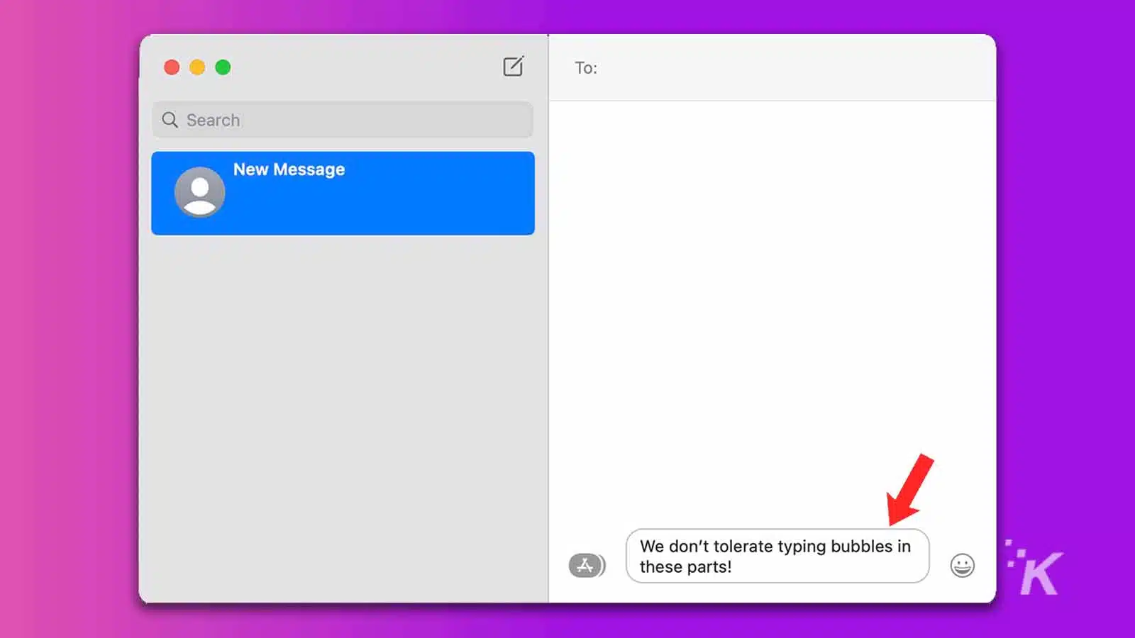 how to not show typing bubbles in imessage