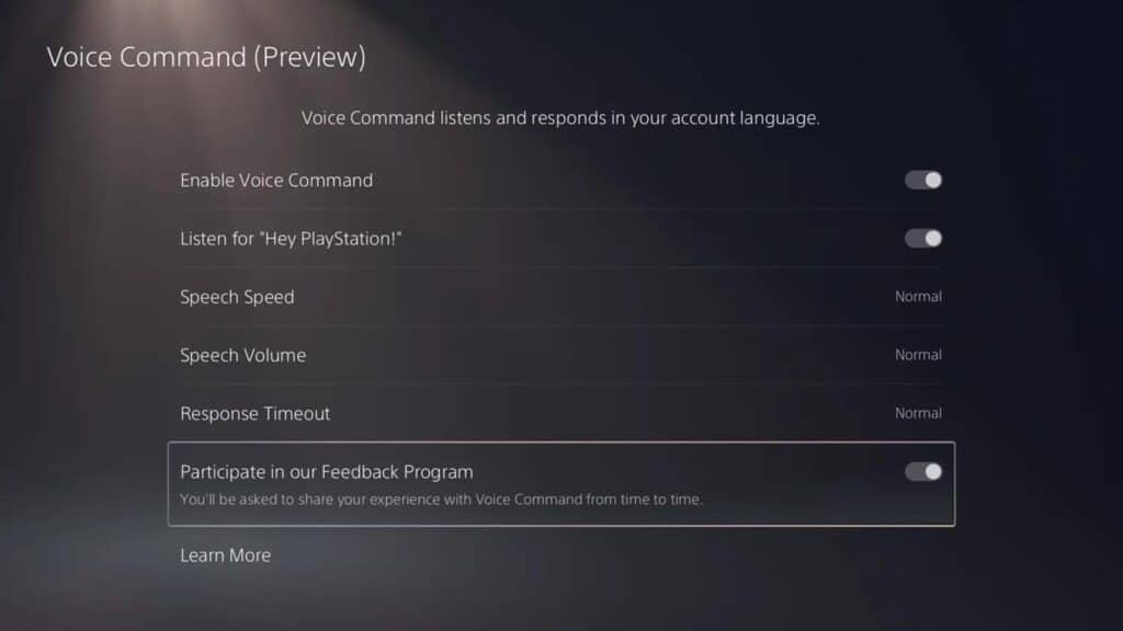 playstation 5 voice commands