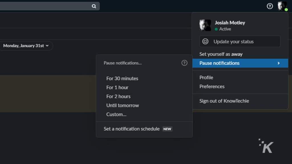 slack snooze notifications