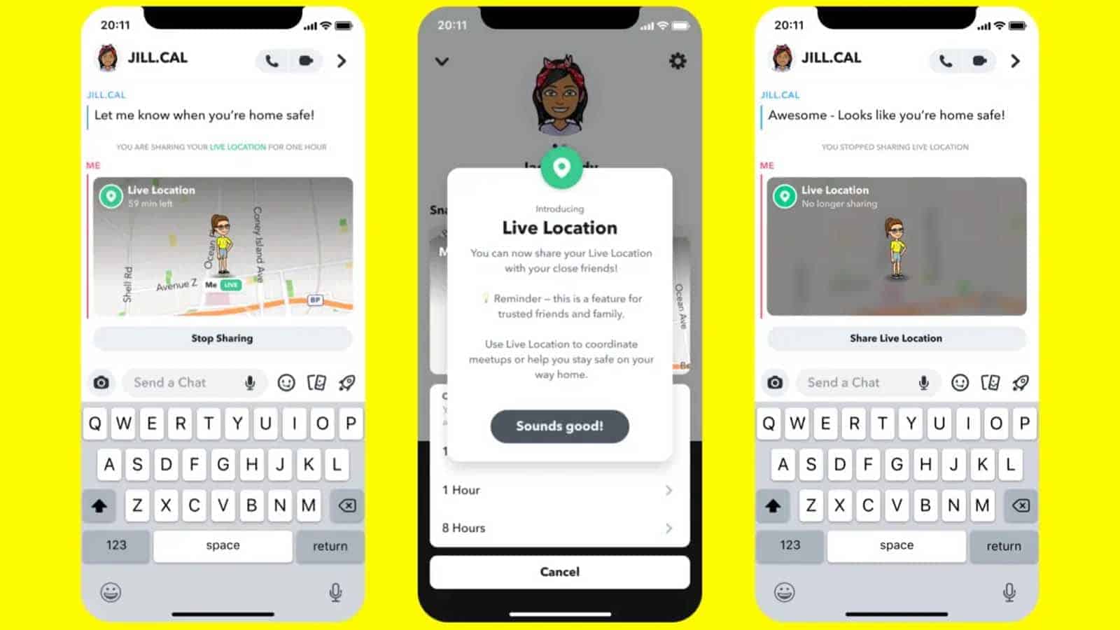 Snapchat real-time location sharing