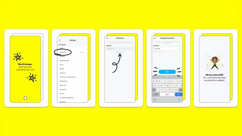 how to change snapchat username on ios and android