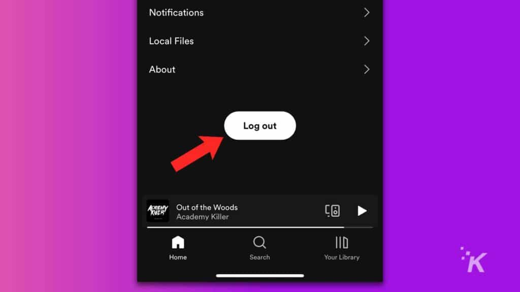 log out of spotify
