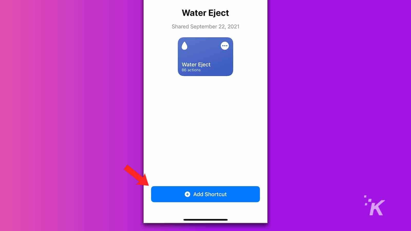 Raccourci D'Éjection D'Eau Ios