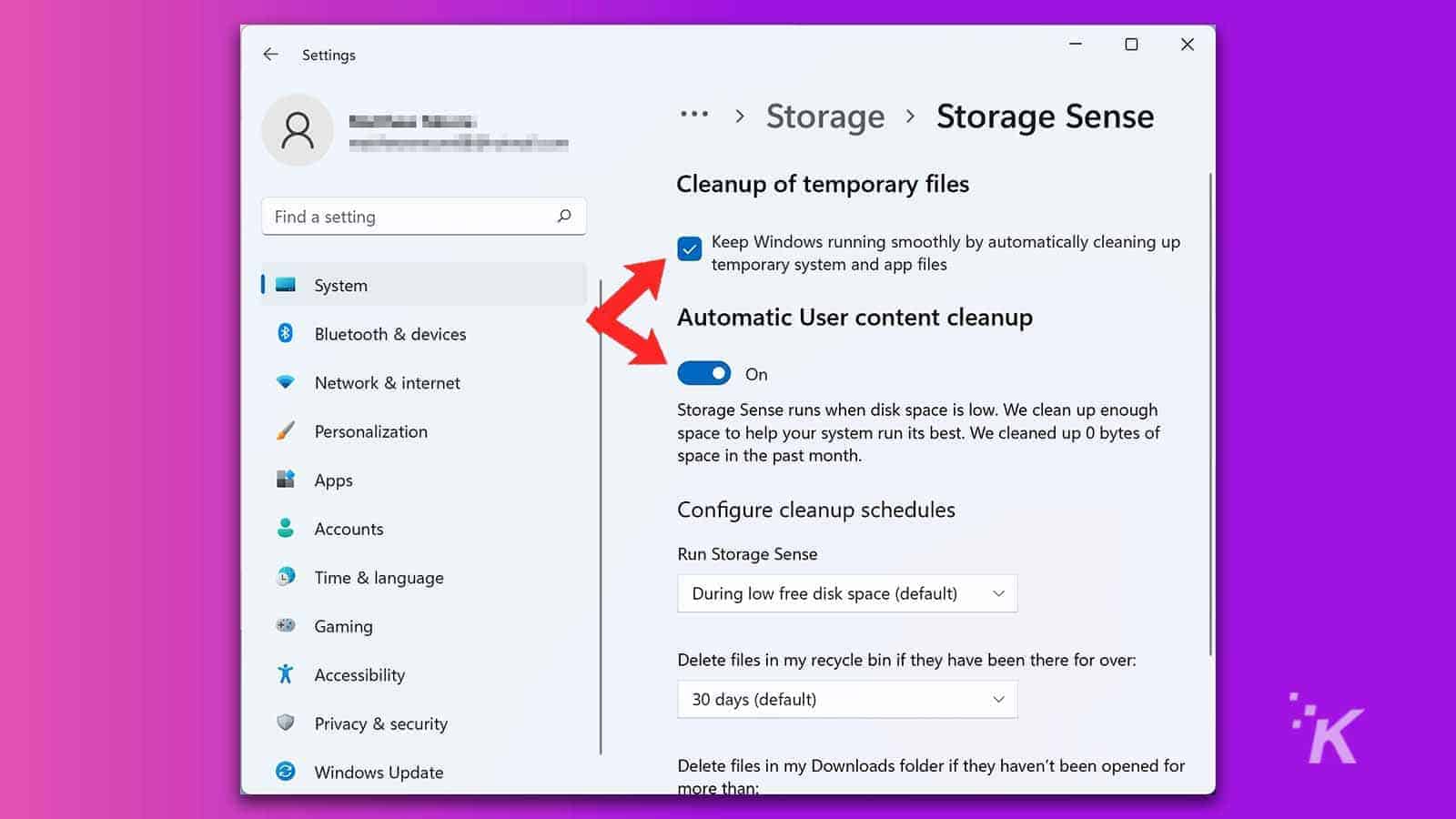 storage sense menu windows 11