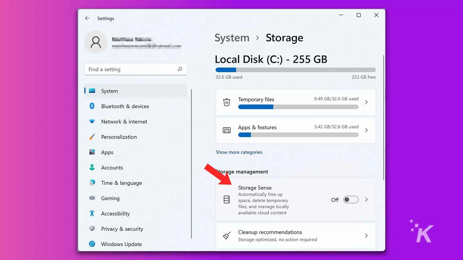 storage menu windows 11
