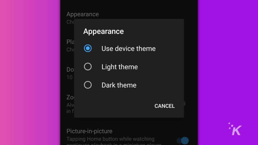 Youtube dark mode guide