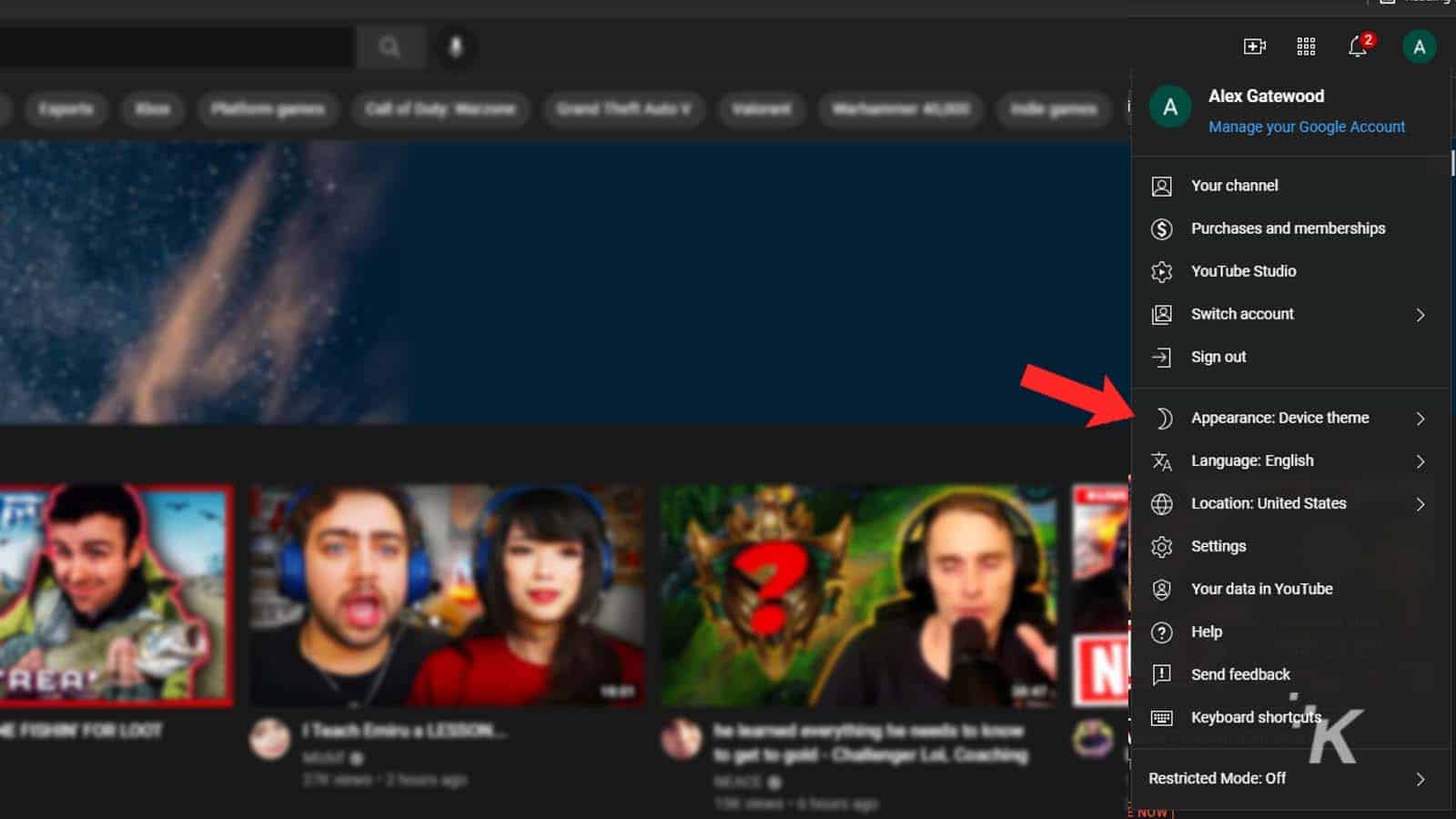 How to turn on YouTube dark mode