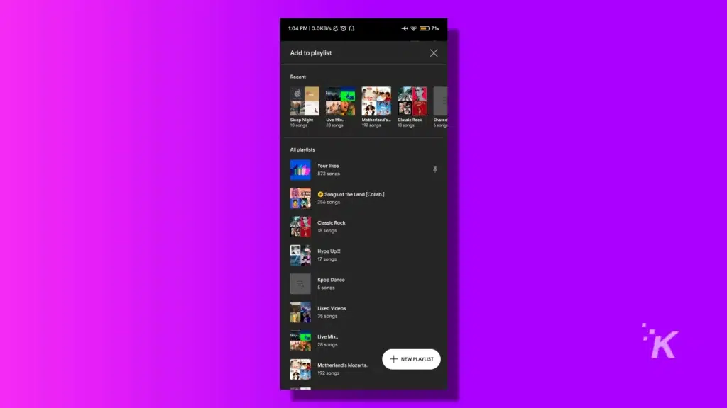 Youtube music add to playlist ui