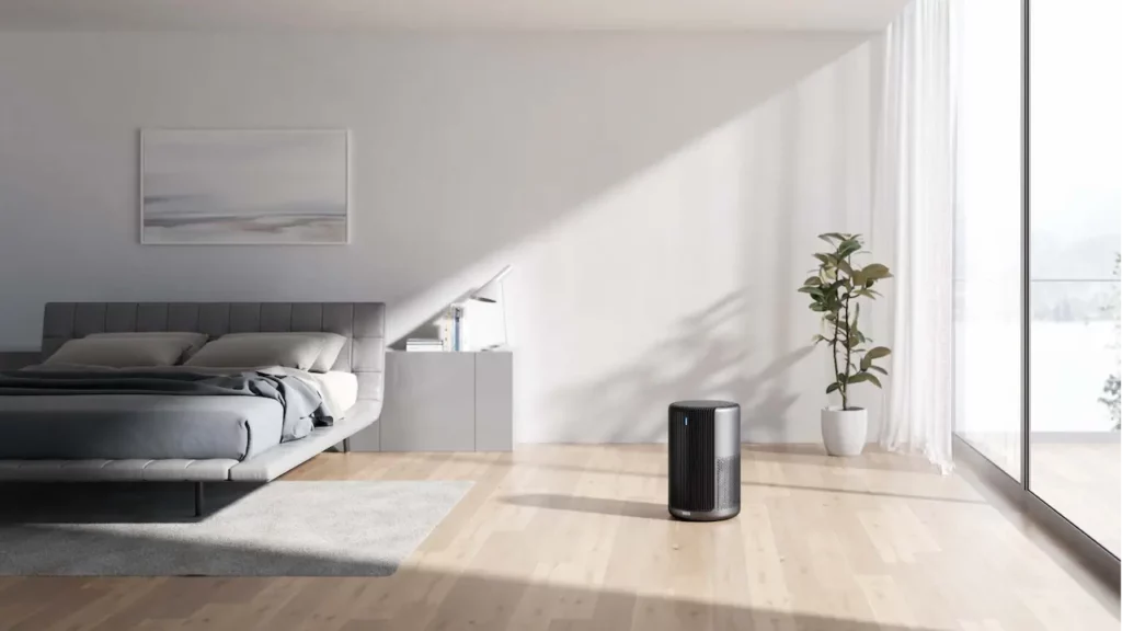 dreo air purifier in an open room