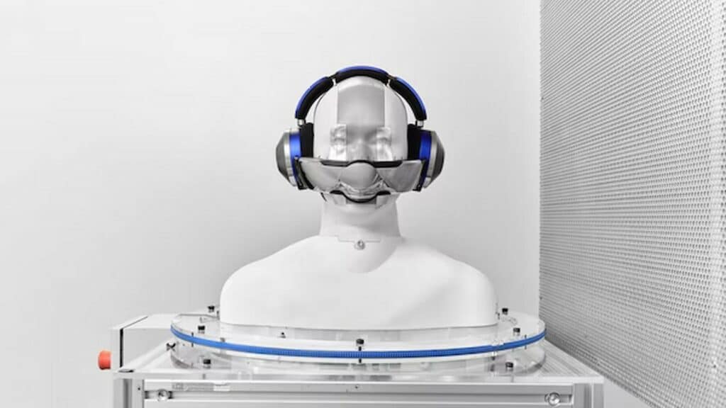 dyson zone headphones on a mannekin