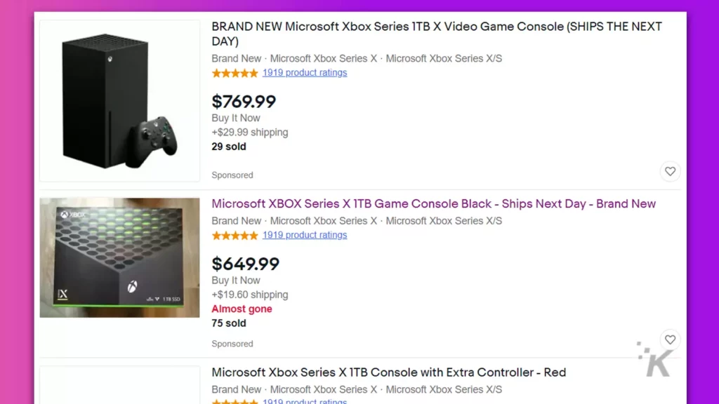 xbox série x sur ebay