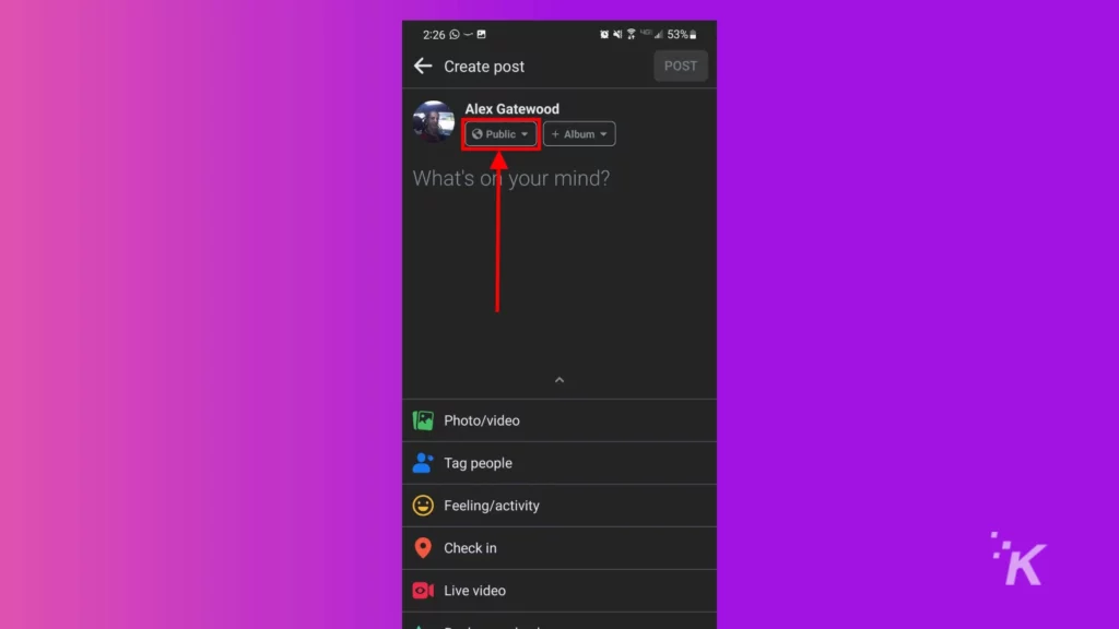 facebook post private mobile