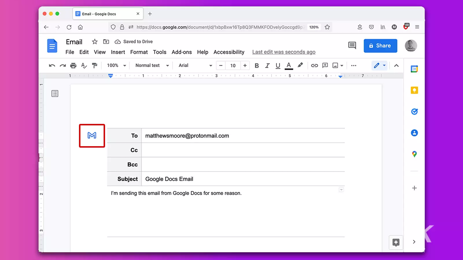 google docs email embed