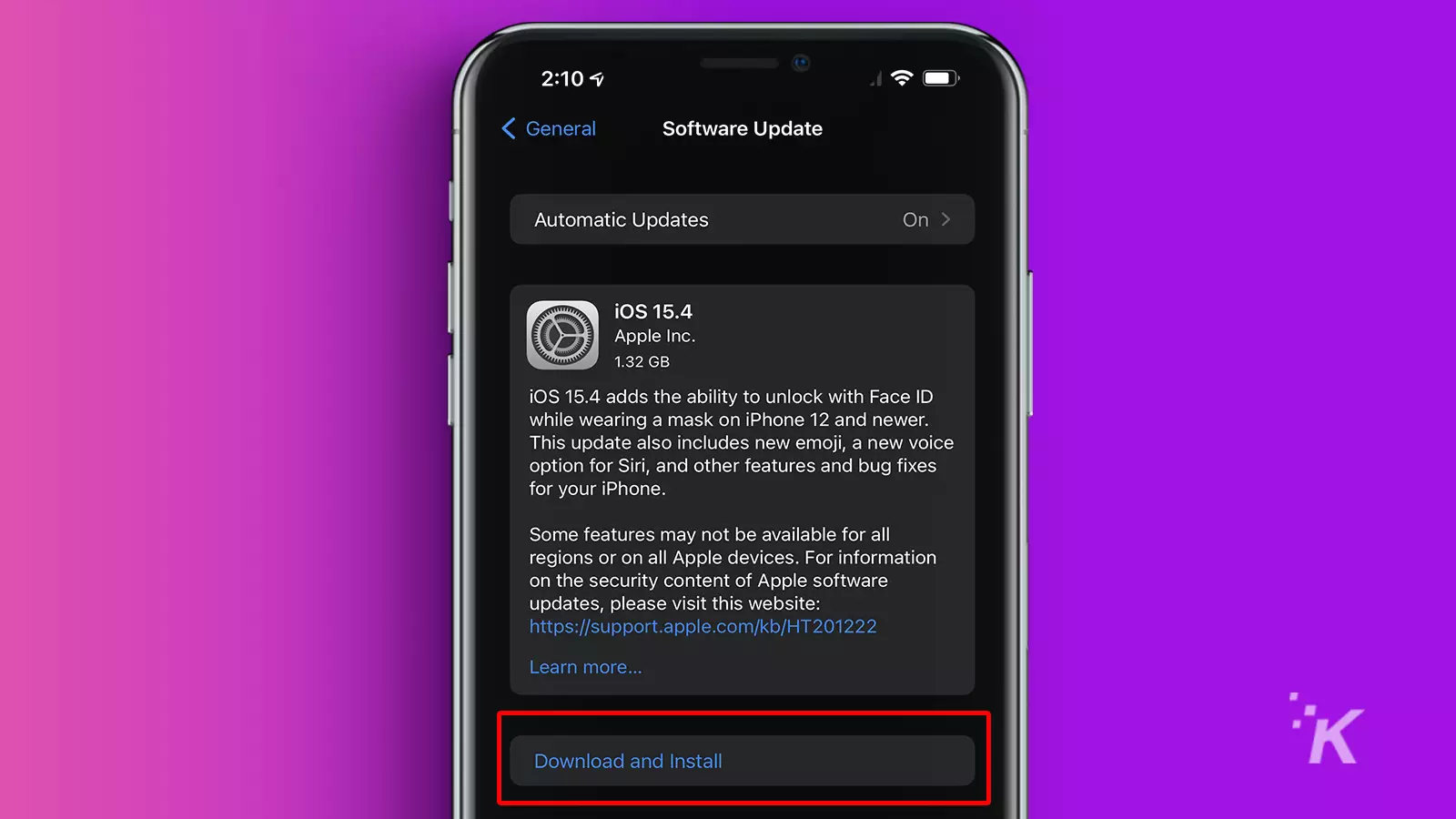 Ios 15. 4 update how to on iphone