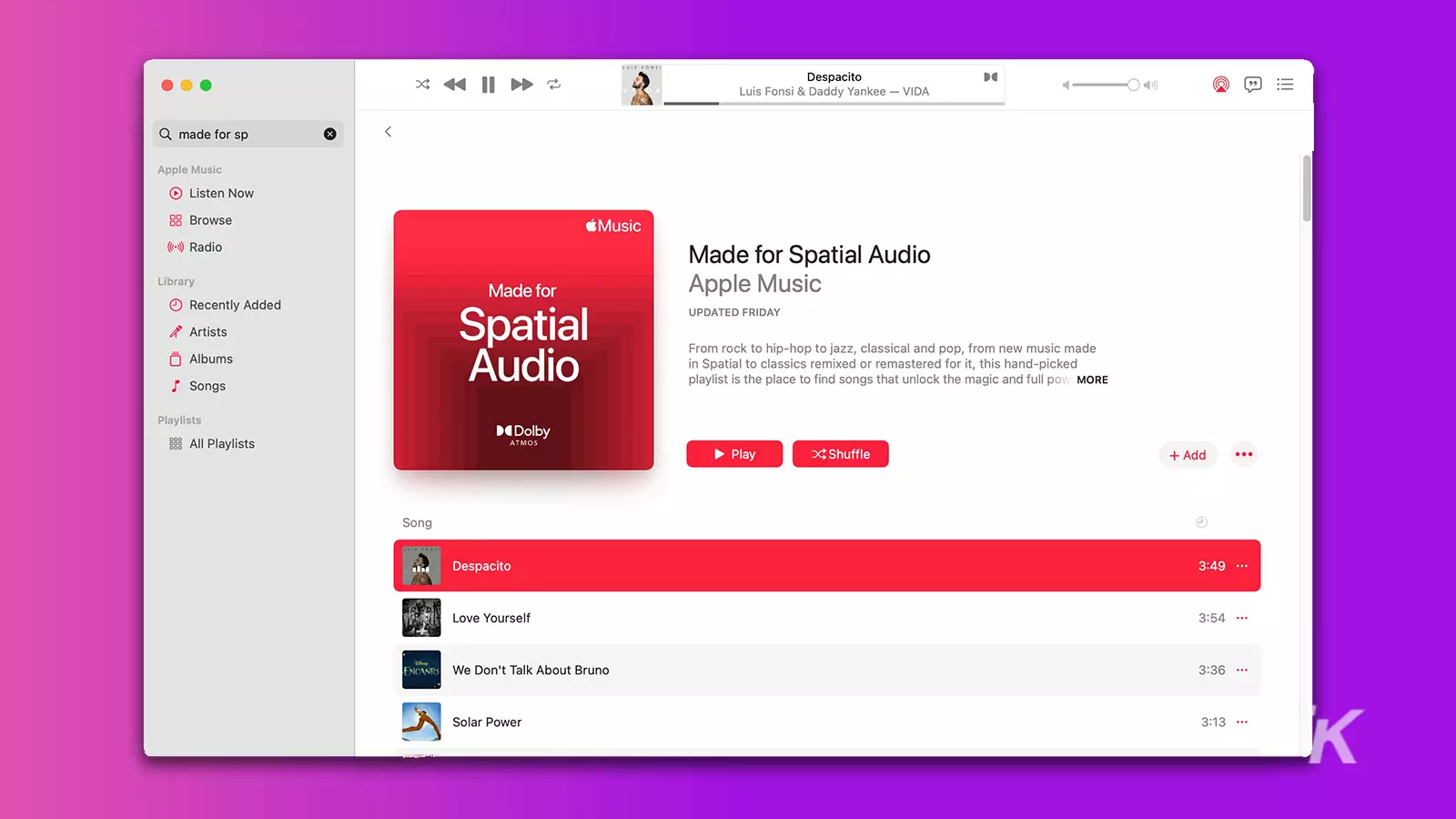 Made for spatial audio apple music playlist