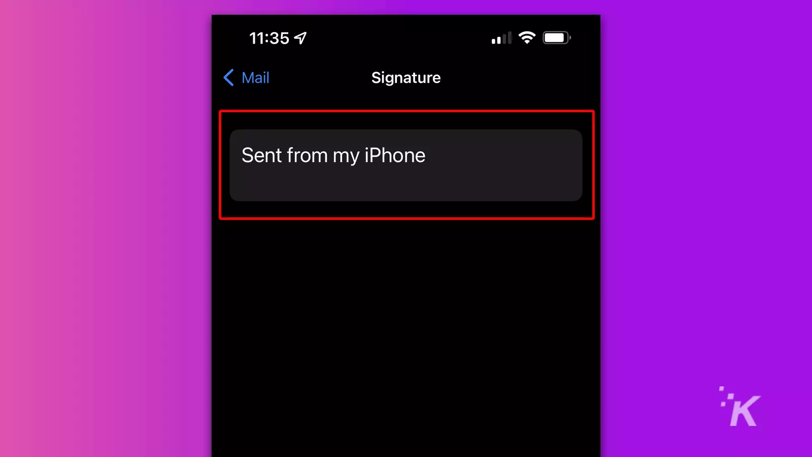 Change iphone signature