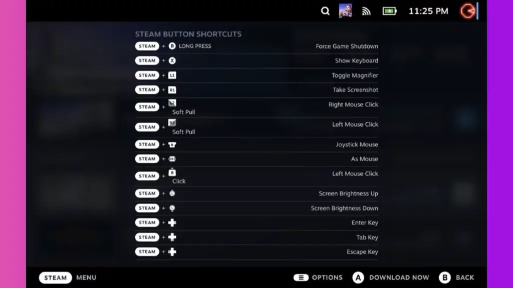 steam deck shortcuts