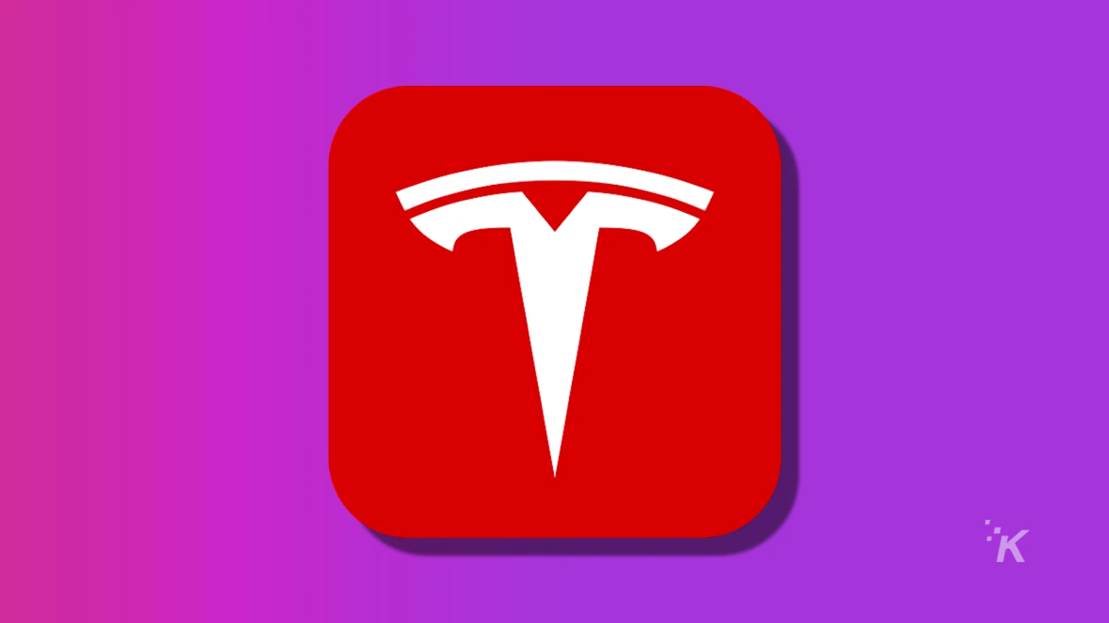 tesla app icon on a purple background