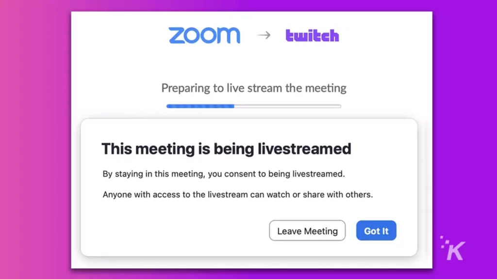 zoom and twitch integration screen