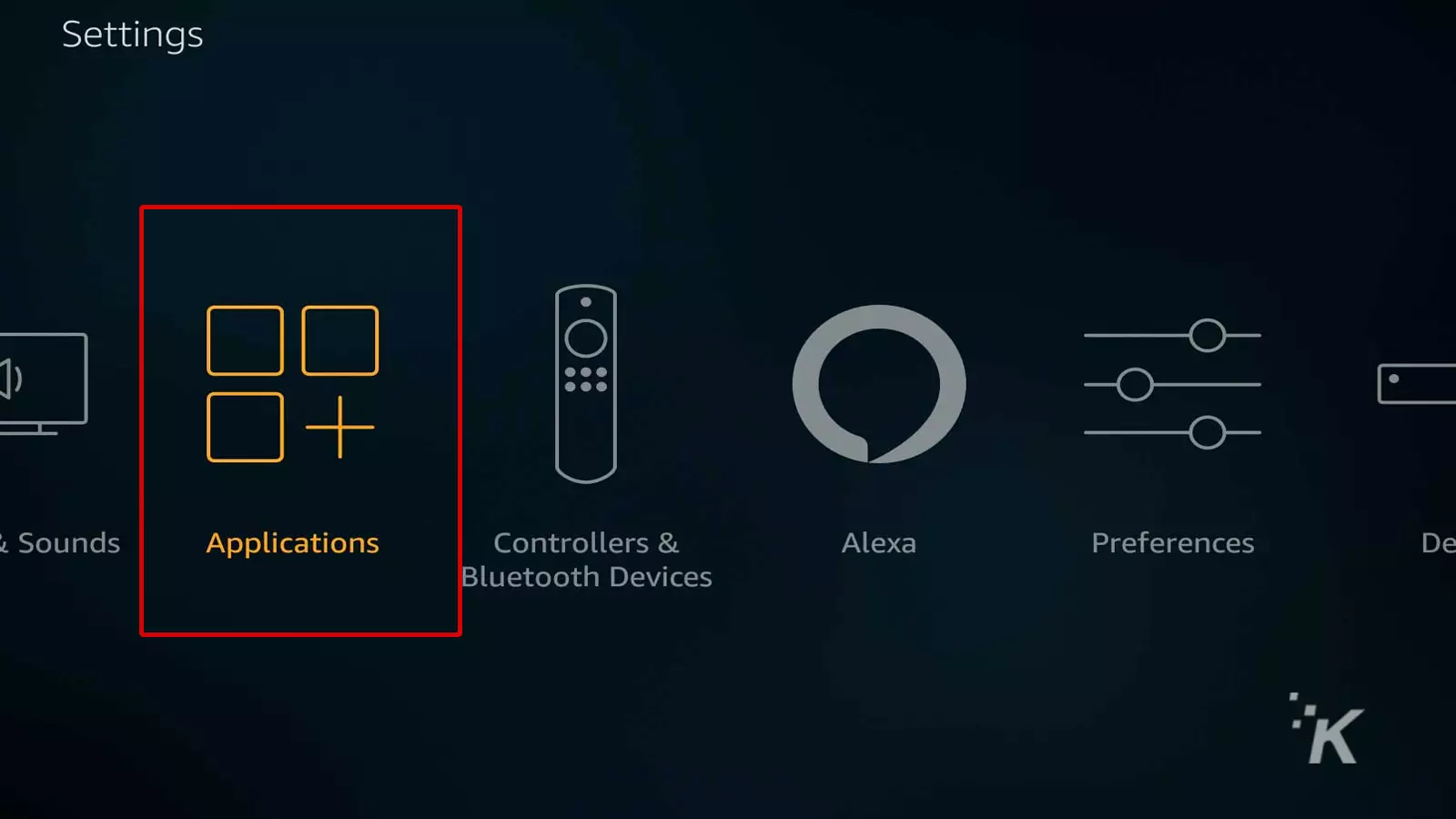 Amazon fire tv applications menu