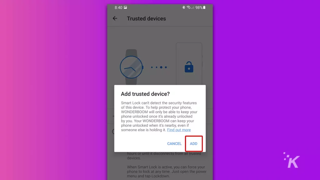 Add trusted device on android