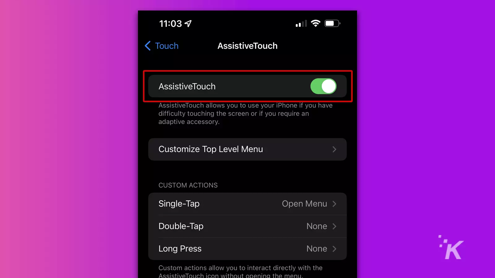 Assistivetouch toggle option