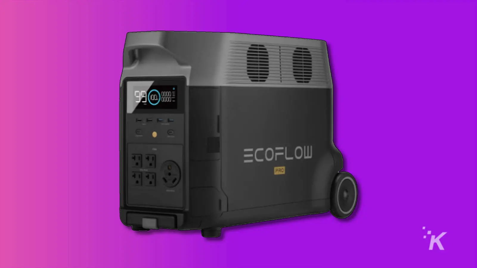 ecoflow delta pro 3600w power station on purple background