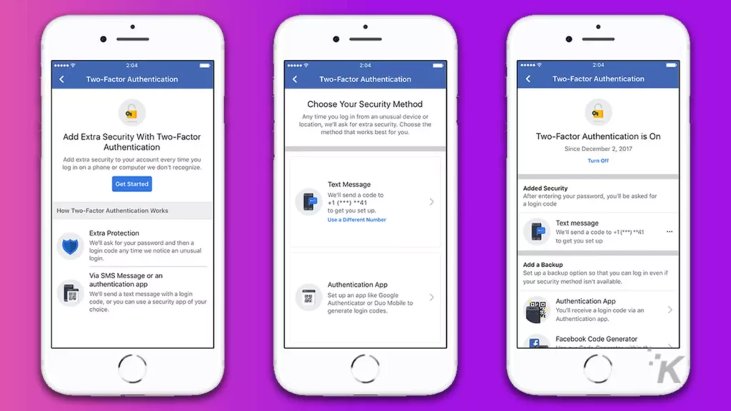 Facebook's two-factor authentication now works without a phone number