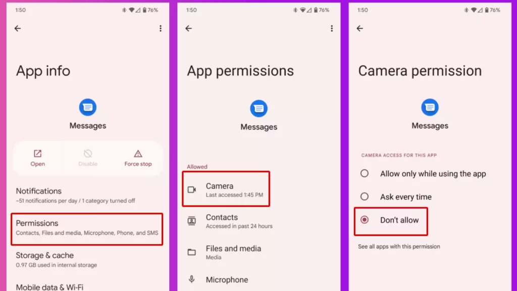 google messages permissions