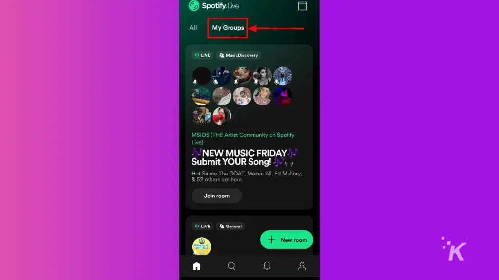 spotify live app groups window