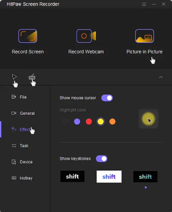 screenshot of hitpaw screen recorder