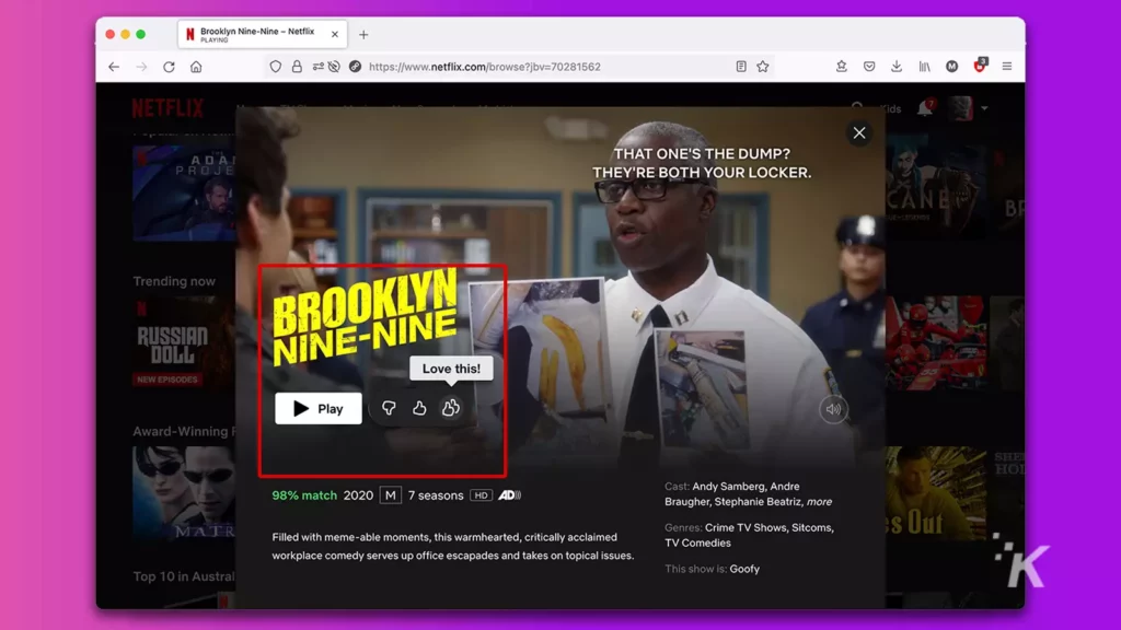 netflix double thumbs up feature on desktop