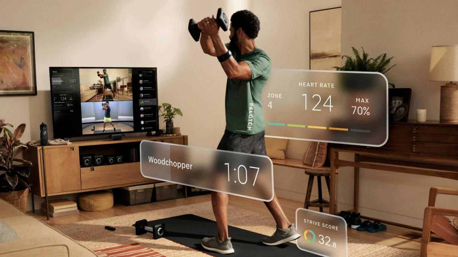 peloton guide camera being used in a workout