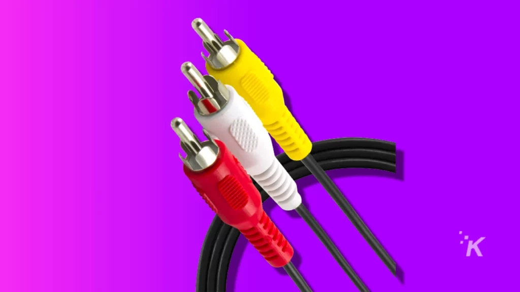 image of rca cables on a purple background